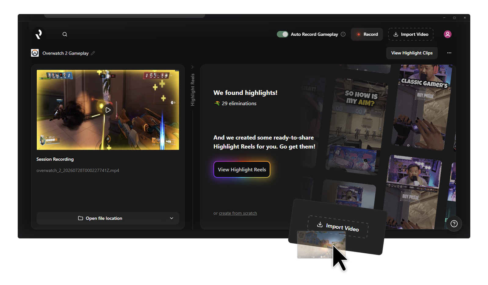 Replay app where you can edit highlight reels from gameplay and streams
